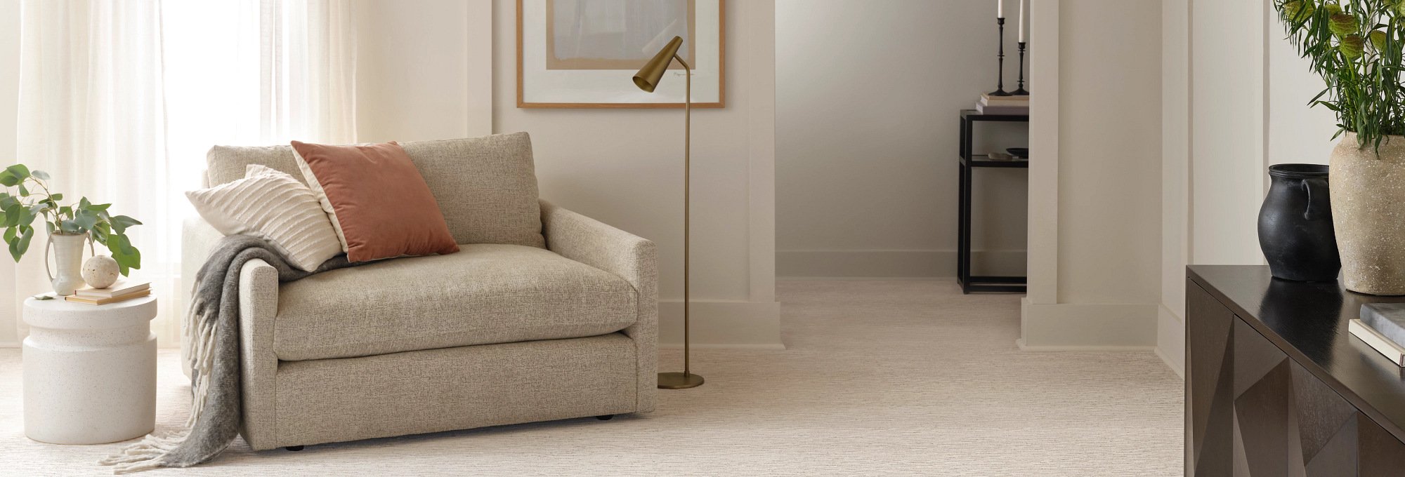 Living room with beige carpet from Scott's Flooring in Barrie, ON