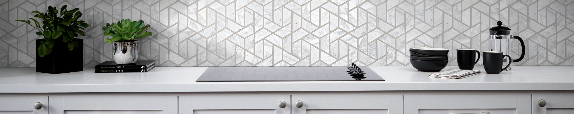 Kitchen with white tiled backsplash from Scott's Flooring in Barrie, ON